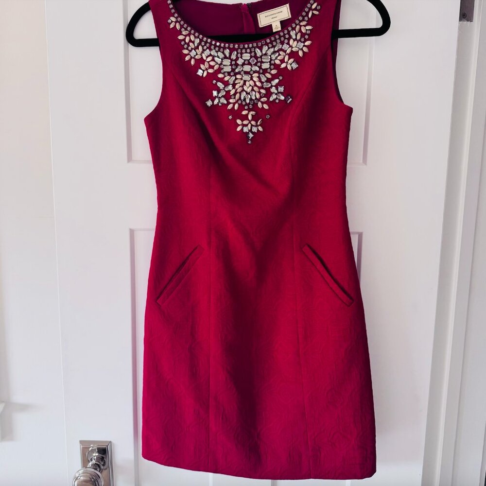 Anthropologie Cocktail Dress, Red, Gem Detailing, Women's Size 0